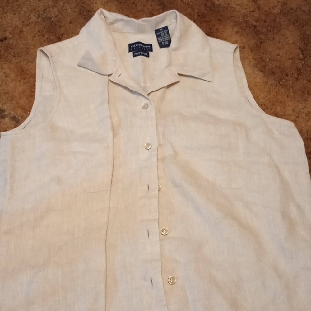 Liz Claiborne Cream Casual Button Down Shirt - Picture 4 of 8